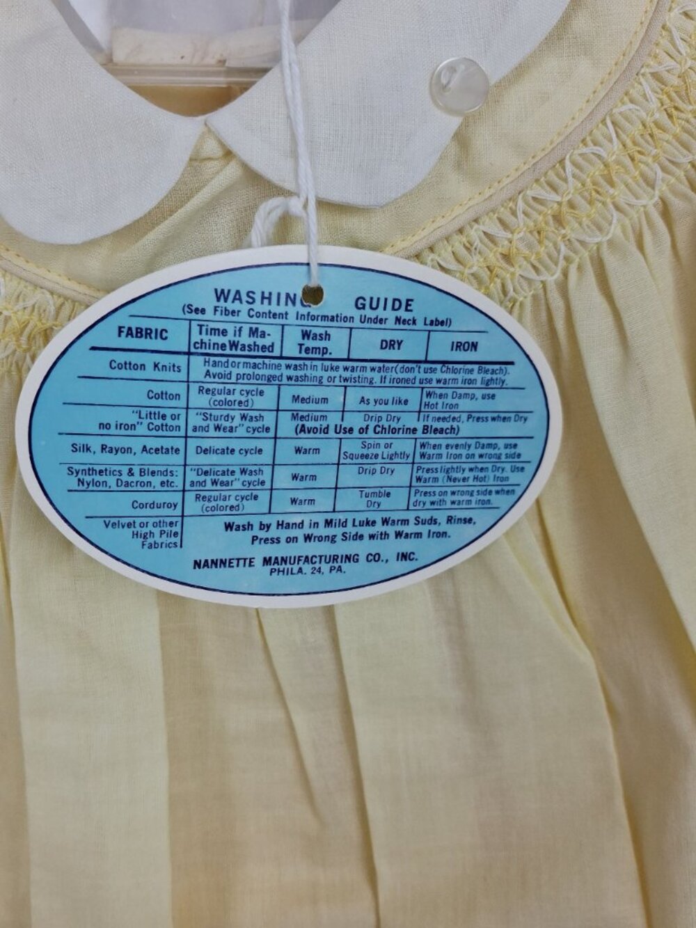 VTG 1950's Nannette Yellow Baby Dress Peter Pan Collar & Embroidered Kitten Acce - Picture 11 of 12